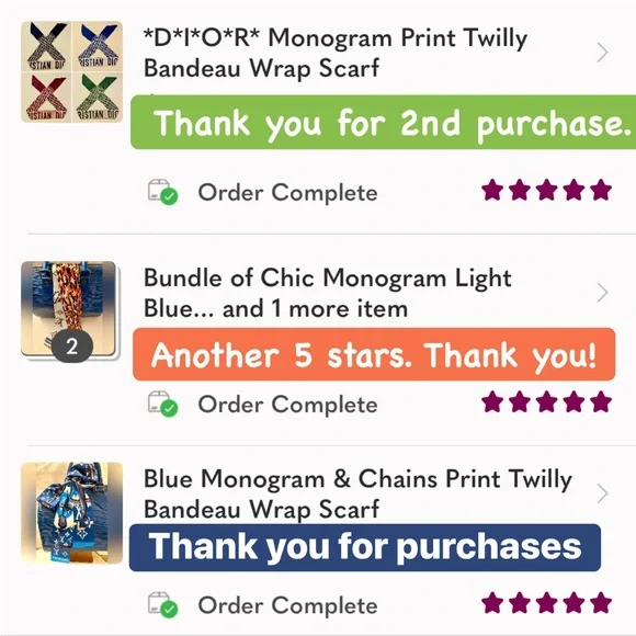 Elegant Black and White Monogram Twilly Bandeau Scarf - Picture 5 of 5